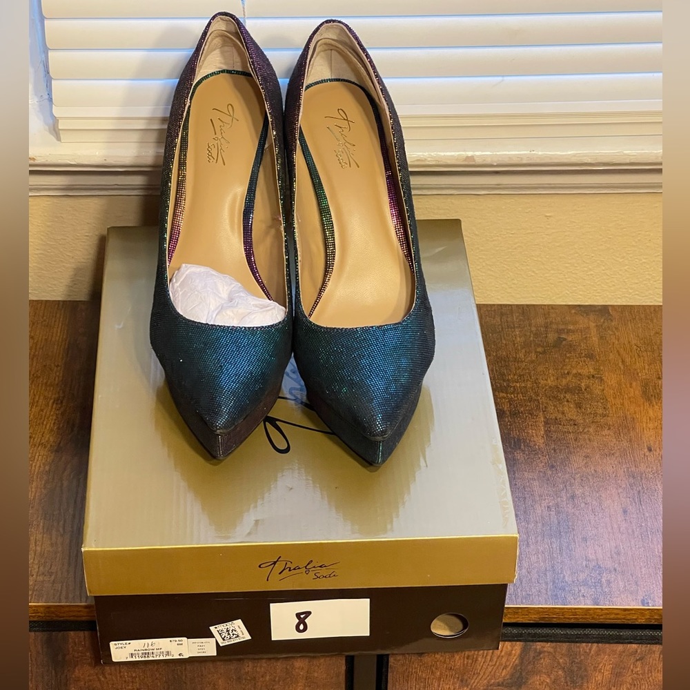Multi color platform pumps. Only worn once